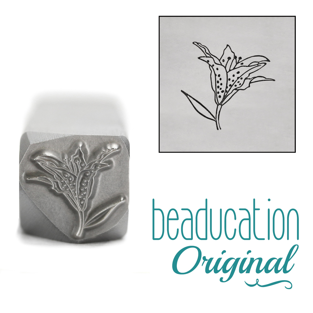 Metal Stamping Tools Half Opened Lily Metal Design Stamp, 10mm - Beaducation Original